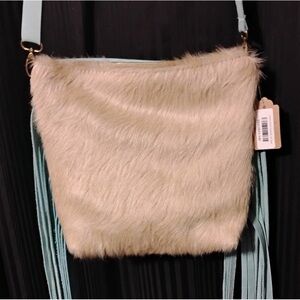 Leather & cowhide Shoulder Bag with Fringe